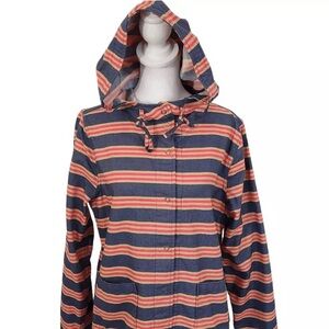 Isaac Mizrahi women’s Blue Stripe Hoodie Jacket‎ Size 1X Lightweight Jacket